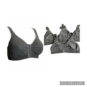 Lot of 3 Carole Martin Comfort Wear Black Full‎ Coverage Front Closure Bra 40